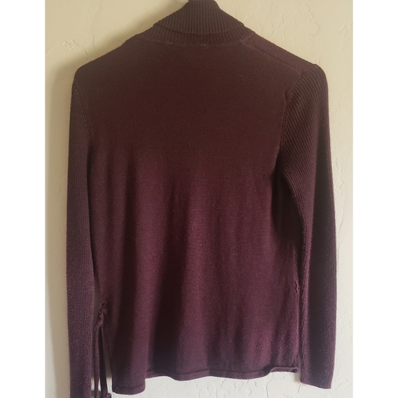 Vintage 90s Norton McNaughton Turtleneck Burgundy Silk Wool Sweater Classic M - Picture 8 of 10